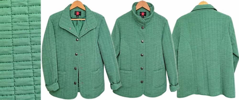 Gallery Women's Green Button/Snap Quilted Lined Pocket Short Jacket XL